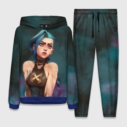 Женский костюм с толстовкой 3D Джинкс голубой дым