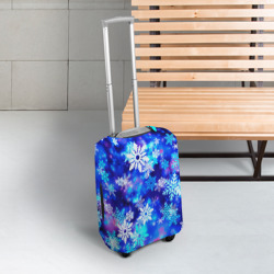 Чехол для чемодана 3D Яркие узоры снежинок - фото 2