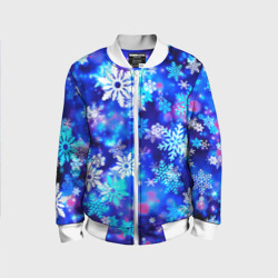 Детский бомбер 3D Яркие узоры снежинок