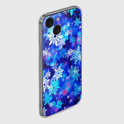 Чехол для iPhone 15 силиконовый с защитой камеры Яркие узоры снежинок - фото 2