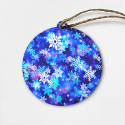 Деревянная игрушка круг Яркие узоры снежинок