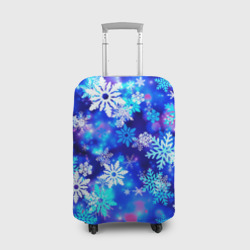 Чехол для чемодана 3D Яркие узоры снежинок