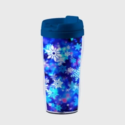 Термокружка-непроливайка Яркие узоры снежинок