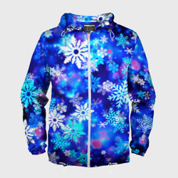 Мужская ветровка 3D Яркие узоры снежинок