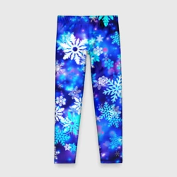 Детские леггинсы 3D Яркие узоры снежинок