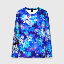 Мужской лонгслив 3D Яркие узоры снежинок