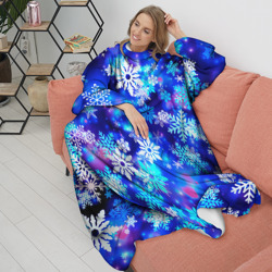 Плед с рукавами Яркие узоры снежинок - фото 2