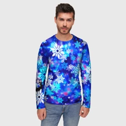 Мужской лонгслив 3D Яркие узоры снежинок - фото 2
