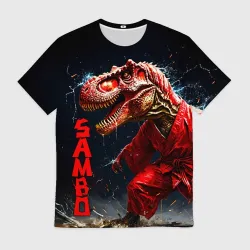 Мужская футболка 3D Тираннозавр самбист