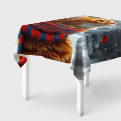 Скатерть 3D Рыжий кот в шарфике