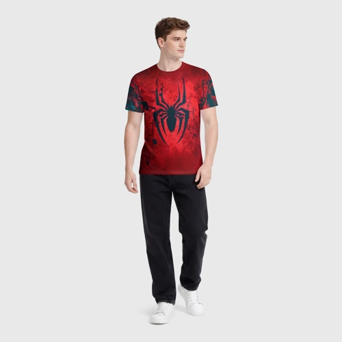 Мужская футболка 3D с принтом Душа героя: Человек-паук, вид сбоку #3