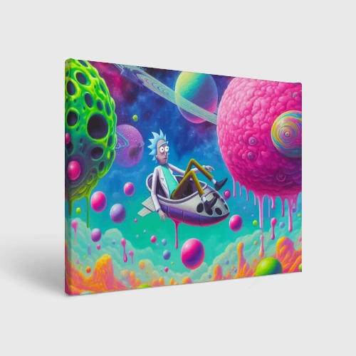 Холст прямоугольный Рик в космической лодке - сюрреализм