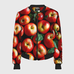 Женский бомбер 3D Красные яблоки