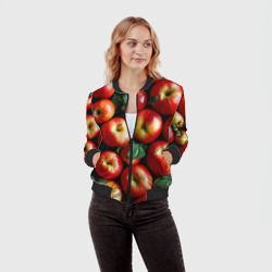 Женский бомбер 3D Красные яблоки - фото 2
