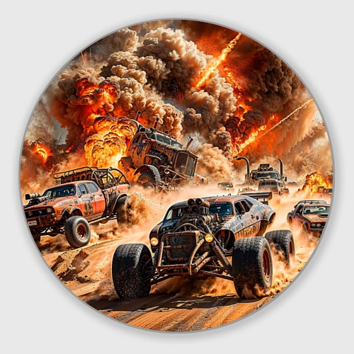 Круглый коврик для мышки Mad Max - explosion cars