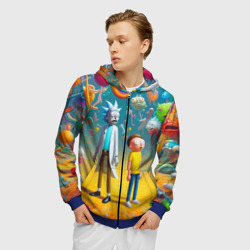 Мужская толстовка 3D на молнии Рик и Морти - сюрреалистическая фантазия - фото 2