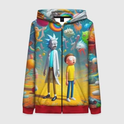 Женская толстовка 3D на молнии Рик и Морти - сюрреалистическая фантазия