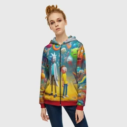 Женская толстовка 3D на молнии Рик и Морти - сюрреалистическая фантазия - фото 2