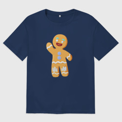 Женская футболка хлопок Oversize Пряничный человек большой