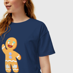 Женская футболка хлопок Oversize Пряничный человек большой - фото 2