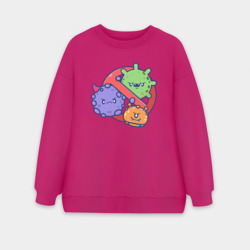 Женский свитшот oversize без начеса хлопок Нет вирусам