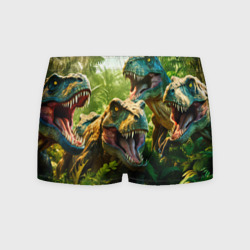 Мужские трусы 3D Велоцирапторы в кустах  