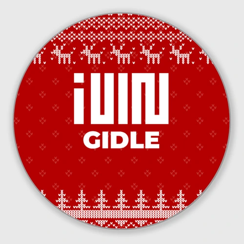 Круглый коврик для мышки Новогодний Gidle с оленями
