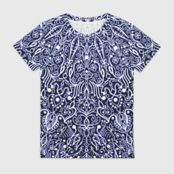 Женская футболка 3D Сине-фиолетовый узоры мандала