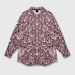 Мужская рубашка oversize 3D Тёмно-красный узоры мандала