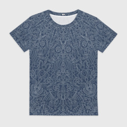 Женская футболка 3D Тёмно-синий узор мандала