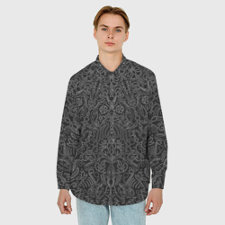 Мужская рубашка oversize 3D Чёрный узор мандала - фото 2