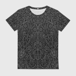 Женская футболка 3D Чёрный узор мандала