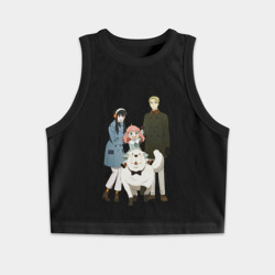 Женская укороченная майка-топ хлопок Семья шпиона вместе