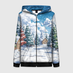Женская толстовка 3D на молнии Предновогодняя природа