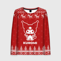Женский лонгслив 3D Новогодний Kuromi с оленями