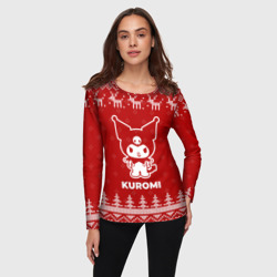 Женский лонгслив 3D Новогодний Kuromi с оленями - фото 2