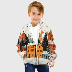 Детская куртка 3D Оранжевые зимние домики - фото 2