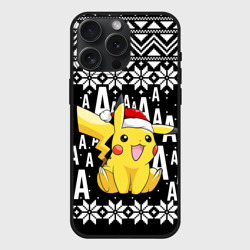 Чехол силиконовый для Apple iPhone 15 Pro Мax матовый Пикачу свитер ugly black