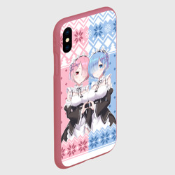 Чехол для iPhone XS Max матовый Рем и Рам новогодний свитер - фото 2