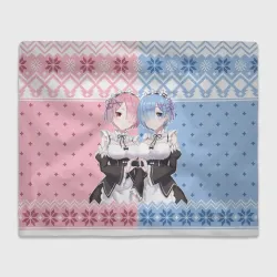 Плед 3D Рем и Рам новогодний свитер