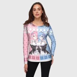Женский лонгслив 3D Рем и Рам новогодний свитер - фото 2
