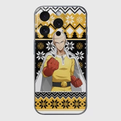 Чехол для iPhone 15 Pro Max силиконовый с защитой камеры One-Punch Man sweater