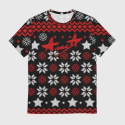 Мужская футболка 3D Алиса новогодний свитер