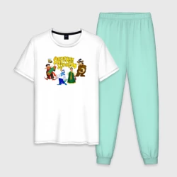 Мужская пижама с белой футболкой хлопок Все персонажи Деревни дураков