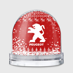 Игрушка Снежный шар Новогодний Peugeot с оленями