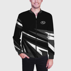 Мужской бомбер 3D Субару - черно-белый - фото 2