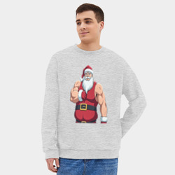Мужской свитшот oversize без начеса хлопок Качок дед мороз - фото 2