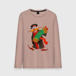 Мужской лонгслив хлопок Мужичок усатый из Деревня дураков - Каламбур