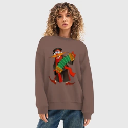 Женский свитшот oversize без начеса хлопок Мужичок усатый из Деревня дураков - Каламбур - фото 2