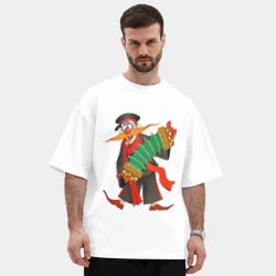 Мужская футболка Oversize хлопок premium Мужичок усатый из Деревня дураков - Каламбур - фото 2